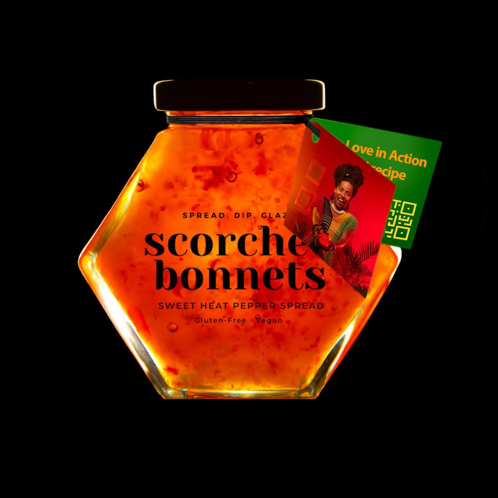 Jar of scorched bonnets sweet heat pepper spread