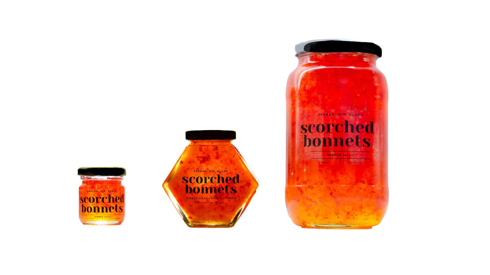 Three jars of scorched bonnets